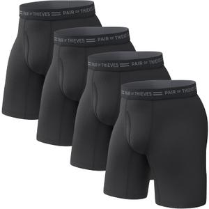 Pair of Thieves Men Every Day Kit Long Boxer Briefs | Underwear for Men | Soft, Tagless, Cotton Blend | Moisture Wicking