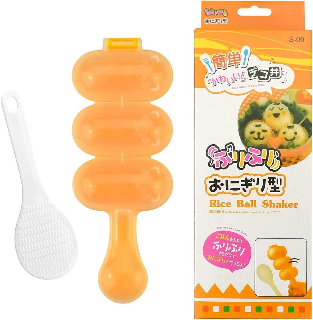 Rice Ball Mold,Rice Ball Shaker, Ball Shaped Kitchen Tools DIY Lunch, Maker Mould Food Decor for Kids, Mold With a Mini Rice Scoopyellow