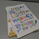 2 x Funny Shark Theme Kids Bathroom Wood Plaques Wall Decor, Take Flush Wash Brush Blue Shark Bathroom Wooden Hanging Sign for Toilet Washroom Front Door Wall Decor 12'' L x 8'' W