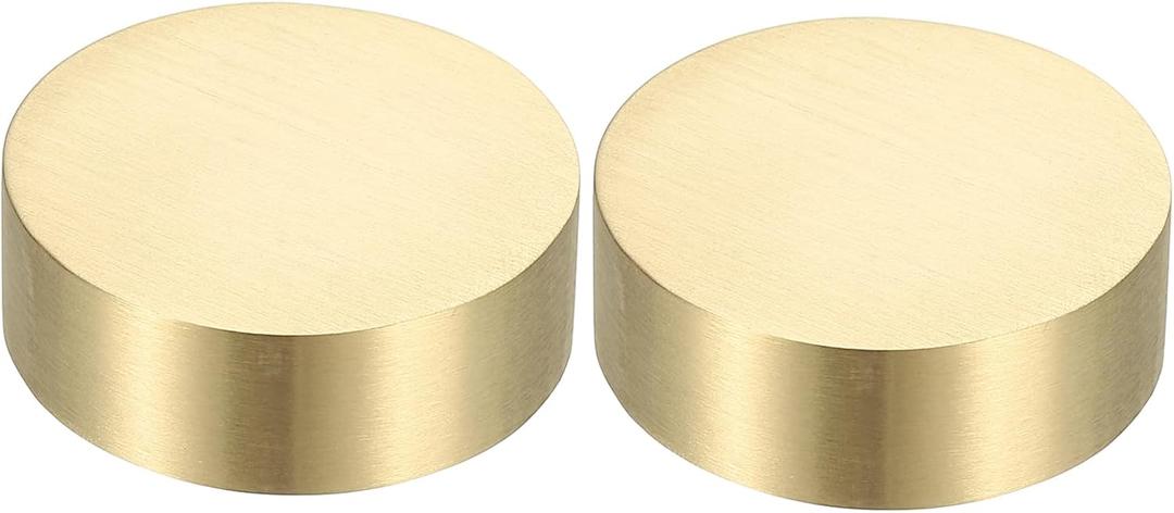 PATIKIL 2 Pcs Chinese Calligraphy Paper Weight, 40mm Round Brass Paperweight Holding Paper Flat for Painting Writing Ink Drawing Desktop Home Office Decoration, Gold Tone