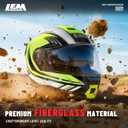 LEM Modular Motorcycle Helmets Fiberglass, Full Face Motorcycle Helmet Flip Up for Touring, DOT Certified, Release Sun Visor & Removable Comfort Liner, Lightweight Street Bike Helmet (Yellow, L)