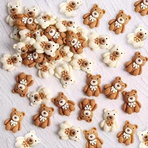 50pcs Caroon Beige Coffee Bear Resin Cabochon Flatbacks Fit Phone Decor Parts Scrapbooking Craft DIY Hair Bows Accessories