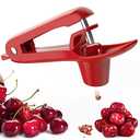 Cherry Pitter - Ordekcity Stainless Steel Cherries Corer Pitter Tool with Hand-held Push Design, Save Time & Space for Making Cherry Jam with Lock Design(Red) 2 pack