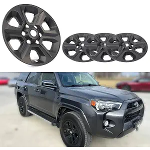 WheelX 17 inch Hubcap Wheel Skin Covers Compatible with 2014-2024 Toyota 4Runner SR5, Durable ABS Plastic Rim Covers (Set of 4), Fit for Standard Wheels - Snap On Tire Cover Replacement (Matte Black)