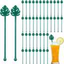 Hushee 30 Pcs Cocktail Swizzle Sticks 6 Inch Fun Cocktail Stir Sticks Reusable Food Picks Stirrers Drink Cocktail Shaker for Juices Milk Beverages Coffee Chocolate Party Decoration (Palm Leaves)