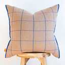 100% Soft Cotton Knitted Modern Window Pane Pillow Cover (Sand/Latte)