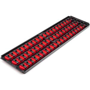 TEKTON 1/4 Inch Drive 3-Rail Socket Organizer Set, Red (60-Tool) | OST07160 | Made in USA