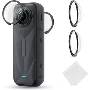 K&F CONCEPT Premium Lens Guards Compatible with Insta360 X5, High Transparency Tempered Optical Glass Lens Protector Cover, Multi-Coated Anti-Scratch Cap Replacement Kit for Insta 360 x5 Accessories