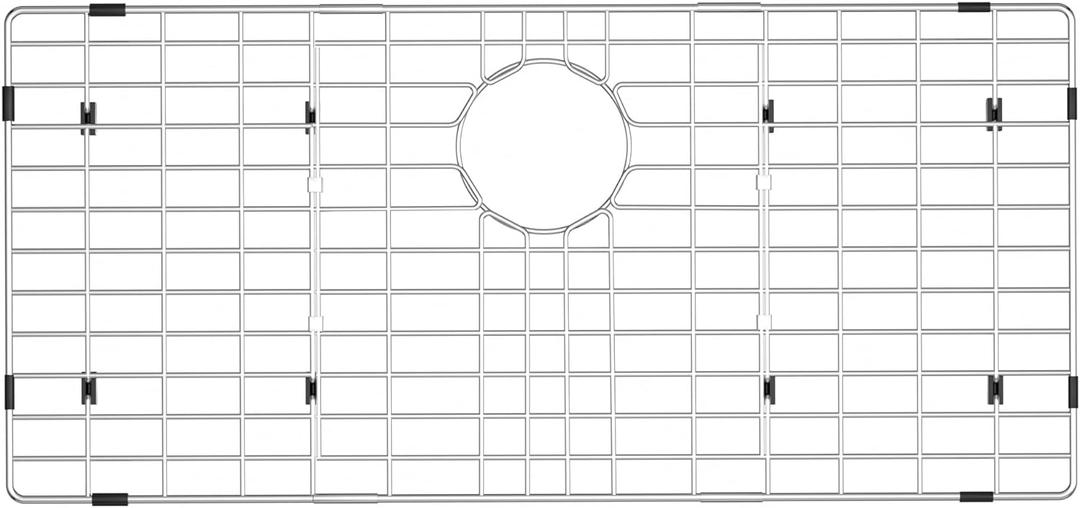 Sink Rack,Large Sink Protectors for Kitchen Sink,Stainless Steel Sink Grid for Bottom of Sink,Metal Sink Grate with Strainer,Rear Drain for Single Bowl with Corner Radius,28.6"X 14",1 pack