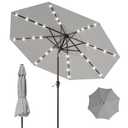 Tobeos 9FT Patio Umbrella with Solar Lights,Outdoor Market Umbrella with Tilt and Crank, LED Lighted Table Umbrella for Garden,Deck,Backyard,Pool,Beach