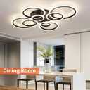 Shine LUEST Modern Ceiling Light, 41.3'' Dimmable LED Black Flush Mount Ceiling Lights with Remote Acrylic Round Ceiling Lamp Fixture for Low Ceiling Bedroom Living Room Dining Room, 108W