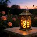 Solar Lanterns Outdoor Hanging Garden Lantern Waterproof LED Flickering Flameless Candle Mission Lights for Table,OutdoorMothers Day Gifts Mom Wife (1pack)