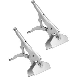 QWORK 10" Locking Sheet Metal Clamp, 2 Pack Welding Locking Plier Tools, Heavy Duty Sheet Metal Grip Tool, Adjustable Opening Nickle Plated Welding Plier