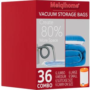 Vacuum Seal Bags for Clothing Travel & Home Storage, travel vacuum bags with pump, Store Blankets, Comforters, Pillows, Seasonal Clothes Compactly,36 Pack With Electric Pump