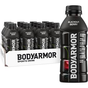 BODYARMOR Sports Drink Sports Beverage, Blackout Berry, Coconut Water Hydration, Natural Flavors With Vitamins, Potassium-Packed Electrolytes, Perfect For Athletes, 16 Fl Oz (Pack of 12)
