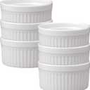 HIC Kitchen Souffle Ramekin, Fine Porcelain, For Baking Custards, Souffles, Side Dishes, And Desserts, 6-Ounce Capacity, Set of 6