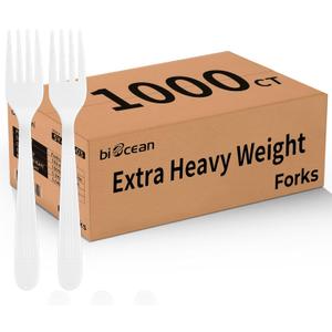 Plastic Forks 1000 Count Extra Heavy Duty Disposable Fork Bulk Plastic Forks White Silverware Reusable Disposable Cutlery for Home Restaurant Party Picnic