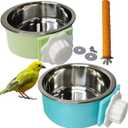 PINVNBY Bird Feeding Dish Cups, Detachable Stainless Steel Bowl, Eco-Friendly Plastic Bowl, Water and Food Bowl, Easy Installation, Prevents Upsetting, 