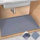 TRZZ Silicone Waterproof Under Sink Mat 34" x 22", Drip Tray and Cabinet Liner for Kitchen and Bathroom, Prevents Water Damage and Organizes Cabinets (Grey) (22"W x 34"L, Gray), Pack Of 2 