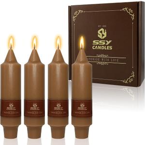 4 PCS Short Taper Candles Brown Candle Tapers Candle Sticks 5 inch for Dinner Household Wedding Party Home Dcor Candles