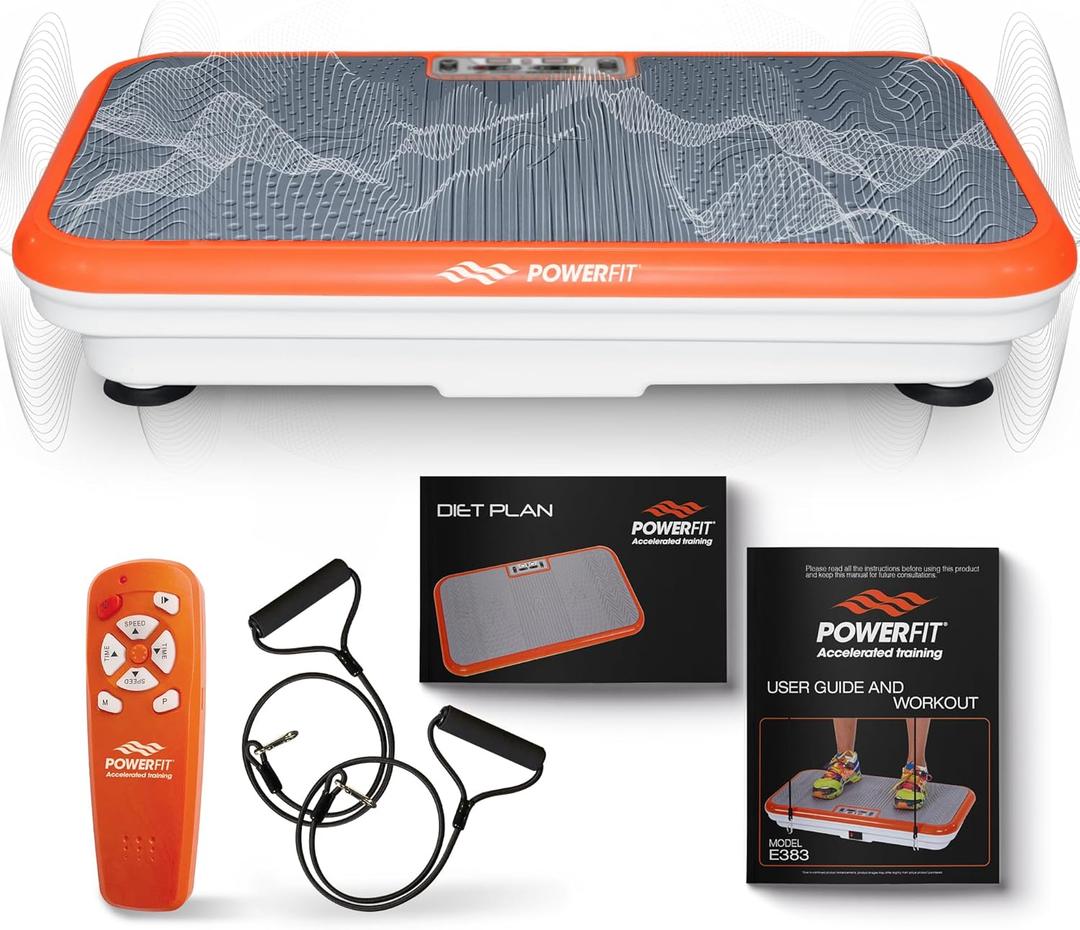 Power Fit Vibration Plate Exercise Machine, Powerfit Elite Vibration Platform, Power Plate, Body Vibration Plate for Lymphatic Drainage, Body Shaker Weight Loss - Remote, Resistance Bands & Diet Plan