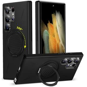 EMMPITU Magnetic Designed for Samsung Galaxy S22 Ultra Case, [Compatible with MagSafe] Heavy Duty Magnetic Kickstand Phone Case for Galaxy S22 Ultra (Black)