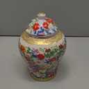 8 inches Ginger Jar with Lid- colored flowers pattern Ceramic Decorative Ginger Jars， chinoiserie gift Enamel decor jar for Home/Kitchen/Dining/living room/shelf decor/Tea Storage