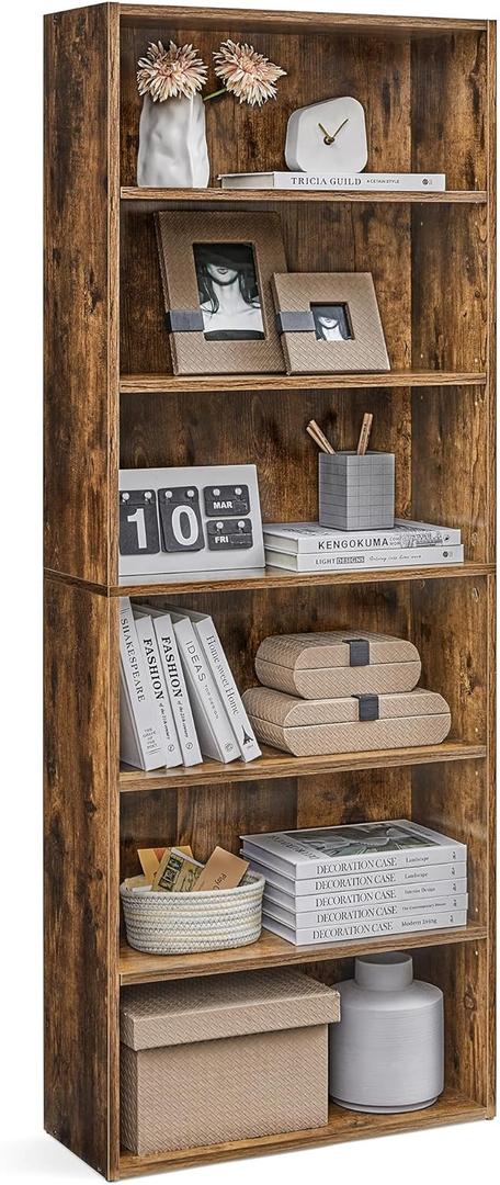 VASAGLE 6-Tier Bookshelf, Storage Organizer, 23.6 x 9.5 x 63.2 Inches, 6 Tiers Open