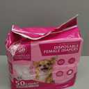 American Kennel Club Female Dog Wrap, Disposable Diapers with Wetness Indicator (XS (916 in), 50, Count) (Extra Small Waist Size 9 - 16 in)