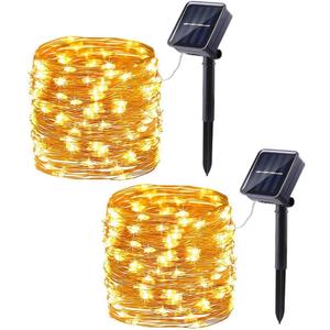 Lomotech Solar String Lights Outdoor - 2 Pack Total 66ft 200LED Solar Fairy Lights Waterproof 8 Modes Twinkle Lights for Outdoor, Patio, Garden, Yard, Party, Wedding, Tree Decoration (Warm White)