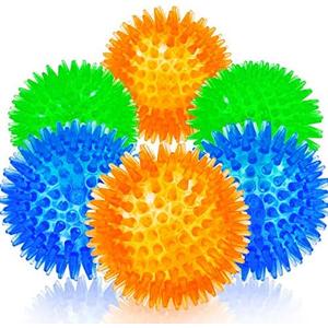 SHARLOVY Squeaky Balls for Pet Small Puppy, TPR Fetch Spike Balls for Dogs, Rubber 6 Pack Bright Colors Chew Teething Dog Toys