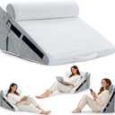 URBANELLO 3pcs Adjustable Wedge Pillow Set for After Surgery, Orthopedic Pillow for Acid Reflux, Snoring & Sleeping Problems – 10-in-1 Memory Foam Bed Wedge for Neck & Back Support, White & Grey