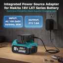 DC18RC Charger for Makita 18V Battery Charger, 2-in-1 DC Charging Adapter with USB & Type-C Port, Power Source for Phone, Compatible with Makita 18V 21V Lithium-ion Battery BL1850 BL1830 BL1815