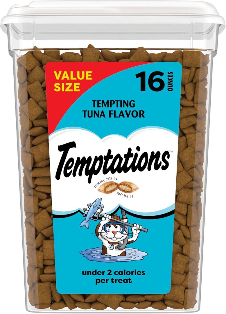 Temptations Cat Treats Classic Crunchy and Soft Cat Treats, Tempting Tuna Flavor, 16 oz. Tub (EXP 09/30/26)