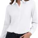 HOTOUCH Womens Dress Shirts Ladies Long Sleeve Button Down Shirts Slim Fit Collared Blouses for Work Office Size XS