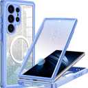 Hekodonk for Galaxy S25 Ultra Case Magnetic,[Compatible with Magsafe][Built-in Tempered Glass Screen Protector][Glitter Card] Full Body Bling Case for Samsung Galaxy S25 Ultra,Blue