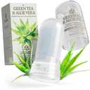 SVARA Natural Alum Crystal Deodorant Stick for Women & Men  Potassium Alum Stone for Odor Control,Non-Sticky Mineral Rock Design for Daily Freshness & Easy ApplicationGreen Tea & Aloe Vera (2.82Oz)