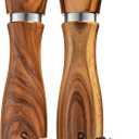 Gennua Kitchen Wooden Salt and Pepper Grinder Set: Refillable Salt & Pepper Mills Adjust for Customized Coarseness, Crafted of Solid Acacia Wood with Ceramic/Stainless Steel Core, 8 Inches Each