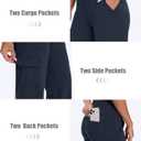 Yoga Cargo Pants Women Wide Leg Pants with Pockets High Waist Stretch Dress Casual Business Work Travel Pants (Blue, XXL)