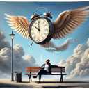 3x5 Feet O'clock Flag with Quote "Time Flies, I Don't" with Four Brass Grommets - Polyester Meme Tapestry Flag Time Design -Single Sided Banner for Wall Decoration - Relax Poster with Unique Design