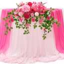 TINGE TIME Artificial Sweetheart Flower Swag with Table Cloth and Table Runner, Pack of 3 Floral Arrangement for Wedding Sweetheart Table Centerpiece Decoration Valentine's Day (Hot Pink)