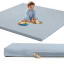 Dr. Pure Padded Baby Play Mat for Floor: 50x50 inch Soft Waterproof Vegan Leather Infant Playmat for Babies Toddlers Kids Crawling Sit Play - Fits Nicely Into 47 * 47and 50 * 50 Playpen Any Playroom