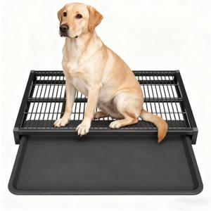 Indoor Dog Potty Toilet, Elevated Pee Pad Holder for All Breeds, Keeps Paws & Floors Clean, Ideal for Bedroom/Dorm, Rainy Days & Early Mornings/Late Nights (Black,M: 24.4 x 17.7 x 3.2 inch)