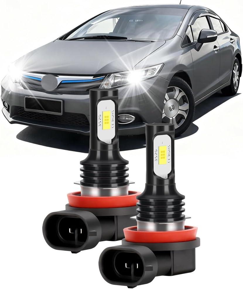 Light Bulbs Compatible for 2006-2013 Honda Civic H11 Fog Lights Combo Pack 800% Brightness with Cooling Fan Plug N Play Pack of 2
