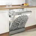 Floral Dishwasher Magnet Cover, Metallic Feel Refrigerator Door Panel, Cute Cat Refrigerator Home Appliance Magnet, Easy to Trimm, Sizes 23×25.5inches (Tree of Life-1), 23 x 25.6 inches