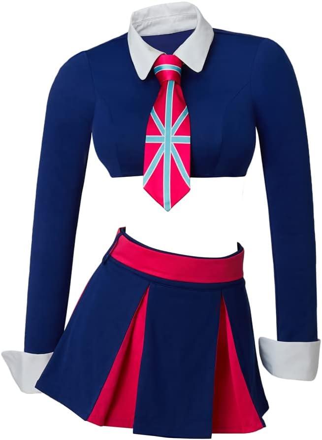 RoleplayCos Fook Yu Fook Mi Costume Austin Twins Costume Dress Outfit Sexy Schoolgirl Costume with Tie for Women Adult (Small, Blue)