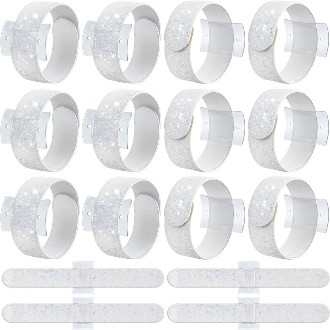 12 Pieces Corsage Wristlet Bracelets Slap Corsage Band Floral Slaplets Wedding Bracelets DIY Wrist Accessories Bridesmaid Bridal Shower Prom Party Supplies Homecoming(White)