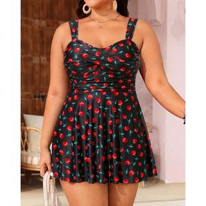 Aqua Eve Plus Size Two Piece Swimsuits for Women Tankini Bathing Suits Flowy Swim Dress with Shorts 18W