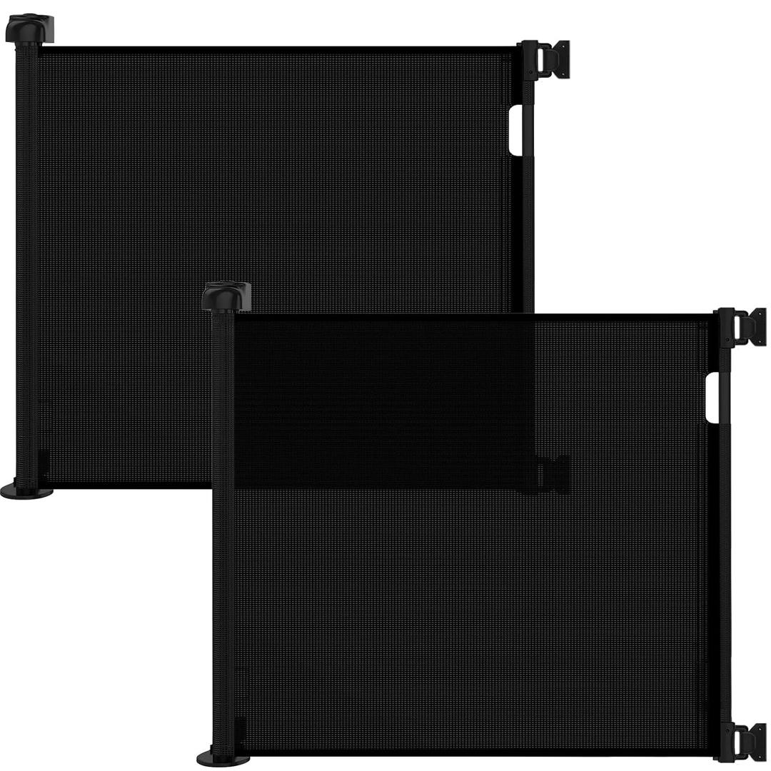 Veraste (2 Pack) Retractable Baby Gate for Doorways and Stairs, Mesh Safety Gate for Pet, Indoor & Outdoor Use, One-Hand Operation, Easy Installation, 33.6" Tall, Expands to 55" WideBlack,33.6"x55"