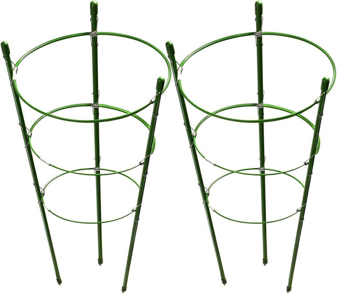 LEOBRO Tomato Cage, 2 PCS Small Plant Support Cage Rust Resistant Garden Ring Stake Plant Support for Tomato, Trellis, Climbing Plant, Flower, Plant Cages for Small Plants,17.7" H